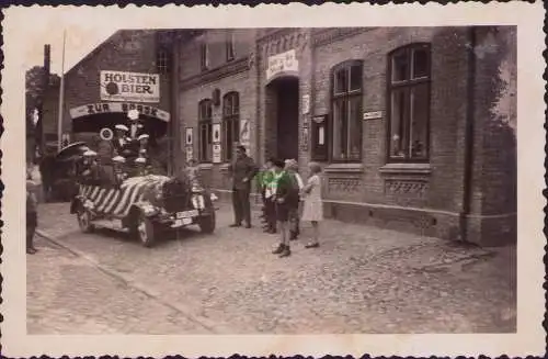 161738 Foto Auto um 1935 Zebra lackiert  Reklame Holsten Bier Gasthaus Zur Börse