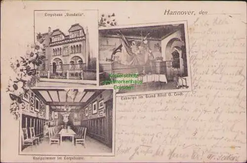 158407 AK Hannover 1904 Exkneipe im Grand Hotel O. Tesch Corpshaus Vandalia