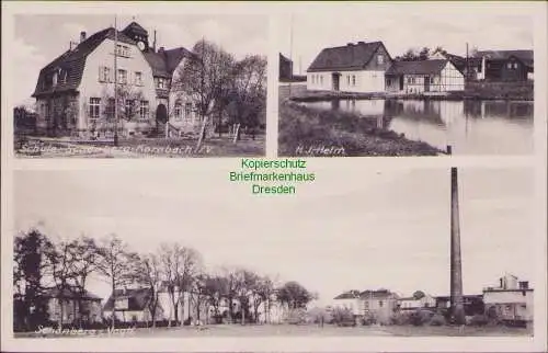 158466 AK Schönberg Vogtl. Kornbach 1941 Heim Fabrik mit großem Schornstein