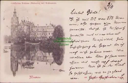 158417 AK Muskau Gräfliches Schloss See 1898