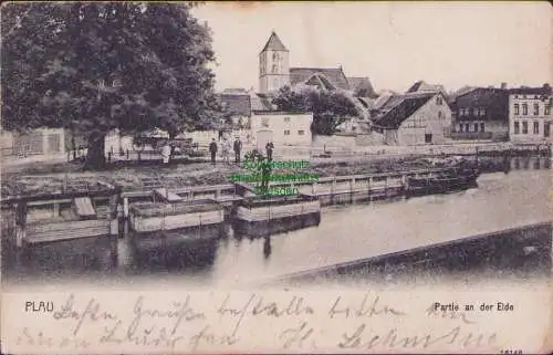 158165 Ansichtskarte Plau am See Partie an der Elde 1907