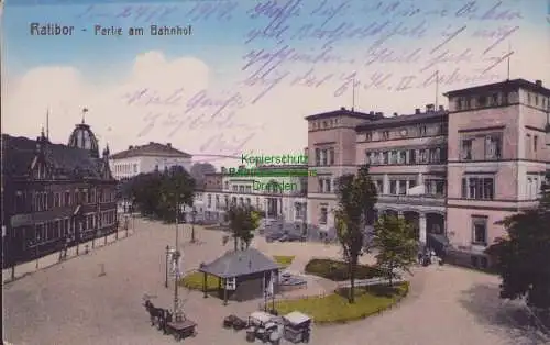 156989 AK Raciborz Ratibor 1917 Partie am Bahnhof