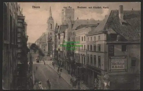 155289 AK Thorn Torun 1914 Breitestraße mit Altstädter Markt Möbel Magazin Schal