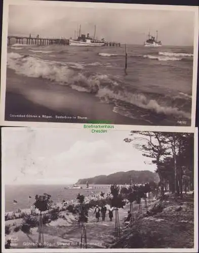 153514 3 AK Ostseebad Göhren auf Rügen 1932 Fliegeraufnahme Strand  Promenade