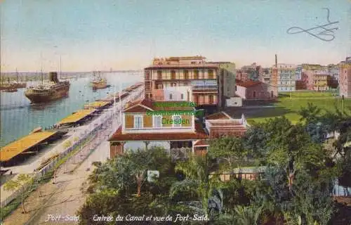 153662 AK Port Said Entrée du Canal et vue de 1908 EGYPTE Ägypten