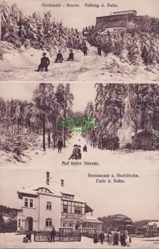 153467 AK Hochwald Baude im Winter 1911 Restaurant zur Rodelbahn viel Schnee