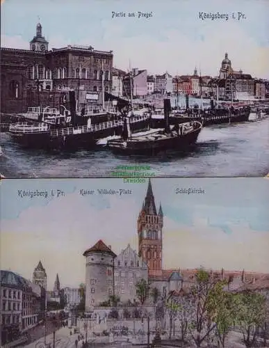 153577 2 AK Königsberg i. Pr. Kaiser Wilhelm-Platz Schloßkirche Pregel 1907