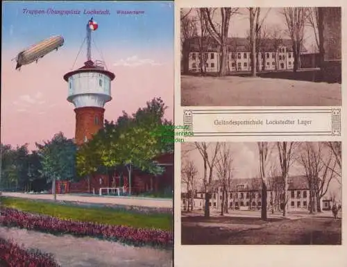 153236 2 AK Truppenübungsplatz Lockstedt Wasserturm  1916 Geländesportschule