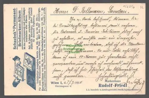 152296 AK Markenhaus Rudolf Friedel Wien 1910 Reklame für Schaubek Briefmarken