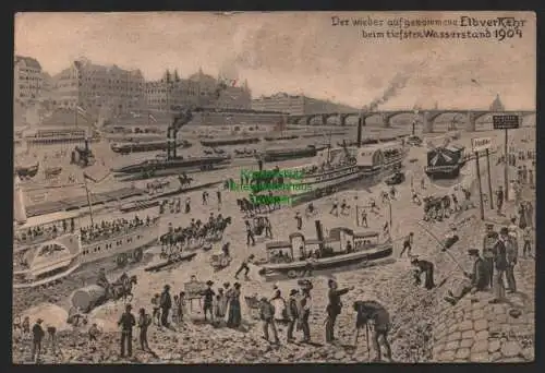 151373 AK Dresden 1904 tiefster Wasserstand Der wieder aufgenommene Elbverkehr