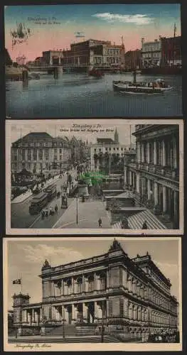 151263 3 AK Königsberg i. Pr. Börse 1921 Grüne Brücke Straßenbahn 1920