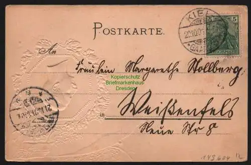 149604 AK Kiel super Prägekarte Kreuzer Kaiserin Augusta 1901