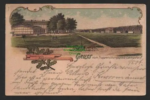 149011 AK Truppenübungsplatz Lambinowice Lamsdorf 1904 Litho Barackenlager