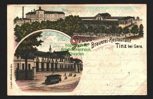 146112 AK Tinz bei Gera Litho 1898 Brauerei Restaurant