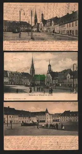 144041 3 AK Wilsdruff Markt 1906 Schänke Alte Post Bäckerei Hillig Hotel Löwe