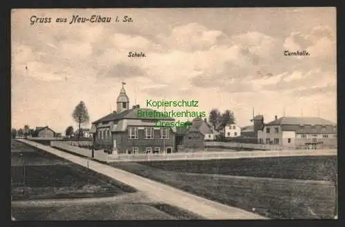 143950 AK Neu Eibau i. Sa. Schule Turnhalle Windmühle 1909