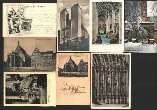 143801 8 AK Freiberg Am Dom 1909 Domkirche Inneres 1901 Nicolaikirche Untermarkt