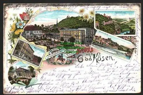 143263 Ansichtskarte Bad Kösen Litho 1901 Hotel z mutigen Ritter Kurhaus Pension Gradirwerk