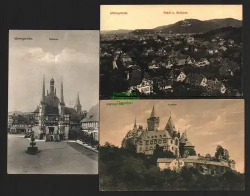 143210 3 AK Wernigerode 1908 Schloss 1916 Rathaus 1911