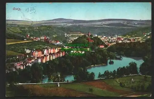 143301 AK Greiz Panorama mit See 1913