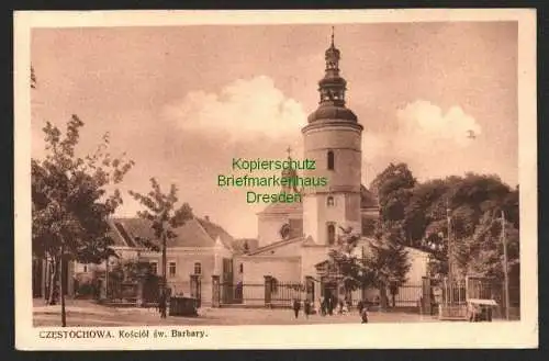 142958 AK Czestochowa Tschenstochau Schlesien Kirche Barbary 1939 Notstempel