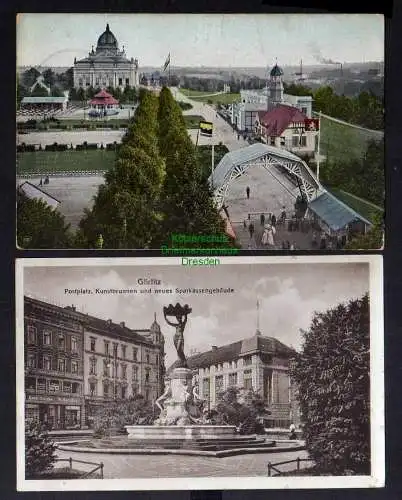 123371 2 Ansichtskarte Görlitz Ruhmeshalle Stadthaus Cafe Hohenzollern Festgelände 1905