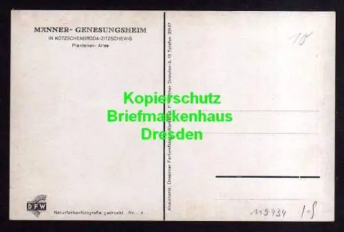 119434 AK Kötzschenbroda Zitzschewig Männer Genesungsheim Platanen Allee um 1920