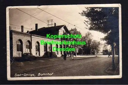 114185 Ansichtskarte Solingen Ohligs 1949 Bahnhof Fotokarte Strassenseite