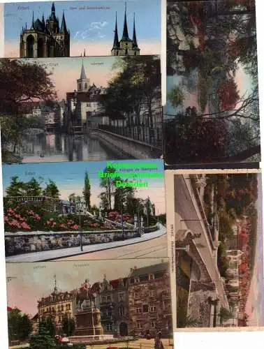 114177 6 AK Erfurt 1909 Kaiserplatz Hohenzollernbrücke Junkersand Anlagen Stadtp