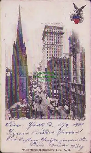 171736 AK New York 1900 AMERICAN SURETY BLDG. TRINITY CHURCH LOWER BROADWAY