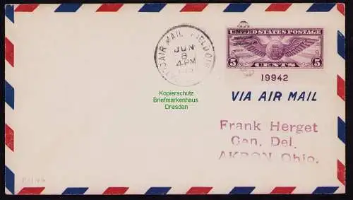 B18290 USA 321 Plattennummer 19942 Brief 1931  nach Arkon Ohio  Brief