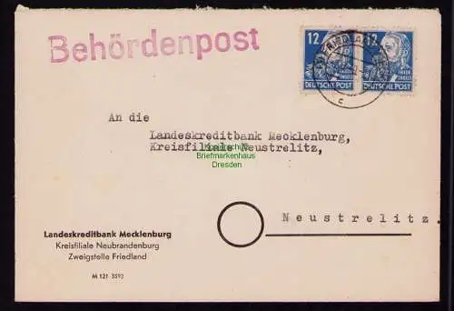 B18347 Brief Friedland Meckl. 1949   Behördenpost