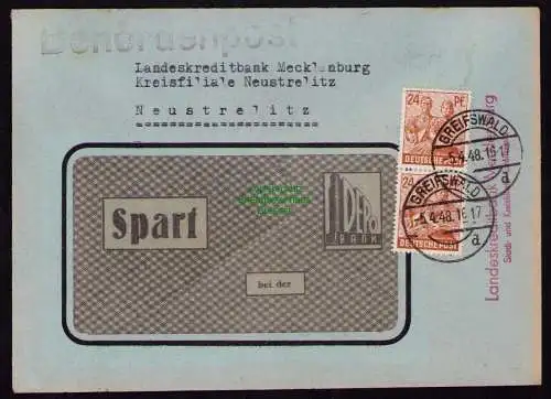 B18352 Brief Greifswald 1948   Behördenpost