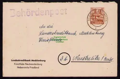 B18349 Brief Friedland Meckl. 1948   Behördenpost