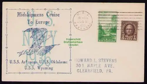 B18327 USA Brief Schmuckzudruck 1936  U. S. S. Arkansas Oklahoma Wyoming