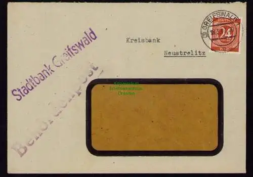 B18356 Brief Greifswald 1947   Behördenpost