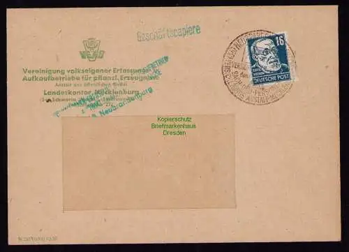 B18388 Brief Neubrandenburg 1951  SST Versicherungsanstalt Geschäftspapiere