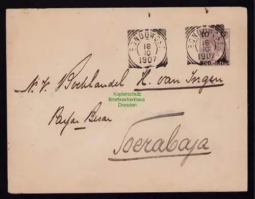 B18331 USA Brief   Bondowoso Indonesien 1907 Ganzsache nach Surabaya  Brief