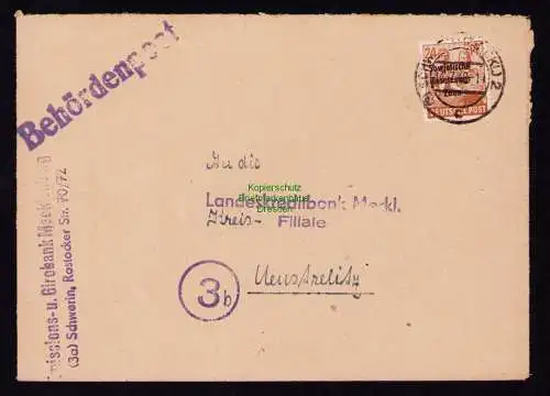 B18445 Brief Schwerin Meckl. 1947   Behördenpost