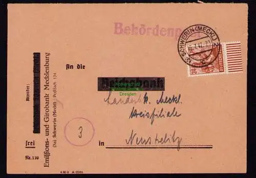 B18438 Brief Schwerin Meckl. 1947   Behördenpost