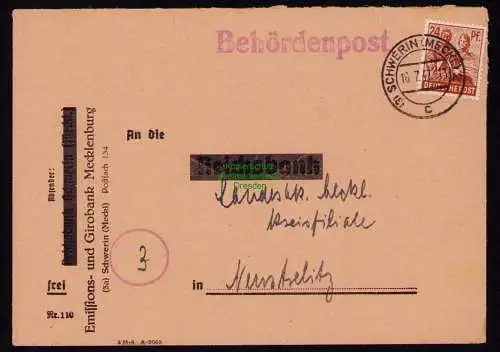 B18439 Brief Schwerin Meckl. 1947   Behördenpost