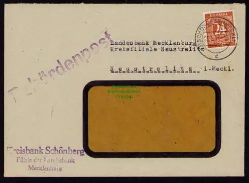 B18419 Brief Schönberg Meckl. 1947   Behördenpost