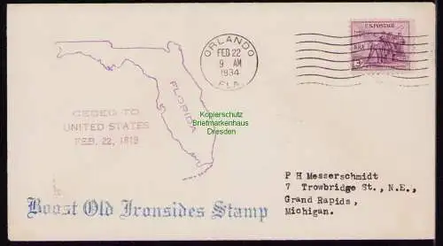 B18309 USA Brief 1934  Orlando 1934 Florida Ceded to United States Grand Rapids