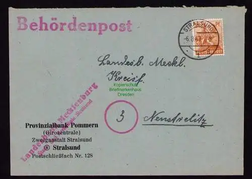 B18433 Brief Stralsund 1947   Behördenpost