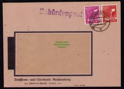 B18454 Brief Schwerin Meckl. 1948   Behördenpost