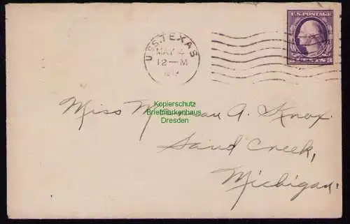 B18293 USA Brief 1919  U. S. S. Texas to Sand Creek Michigan  Brief