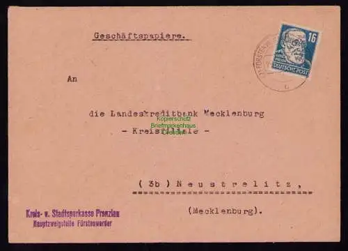 B18350 Brief Fürstenwerder 1950   Geschäftspapiere