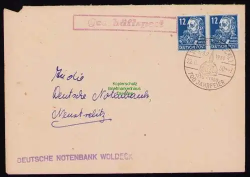 B18506 Brief Woldegk 1950  SST 700 Jahrfeier Geschäftspost