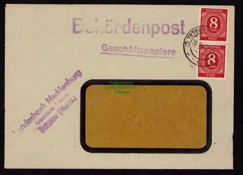 B18477 Brief Teterow Malchin 1947   Behördenpost Geschäftspapiere