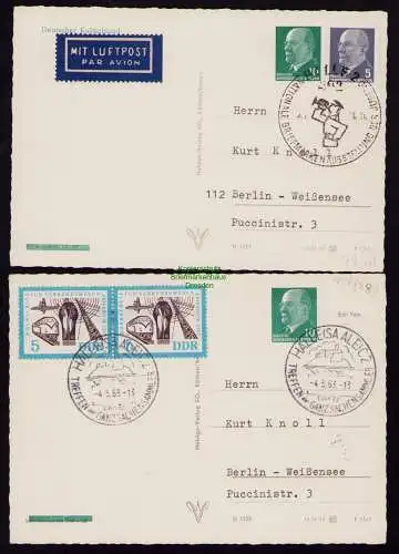 B18669 2x DDR Privatganzsache Ulbricht 10 Pf Deutscher Kulturbund Halle 1961 SST